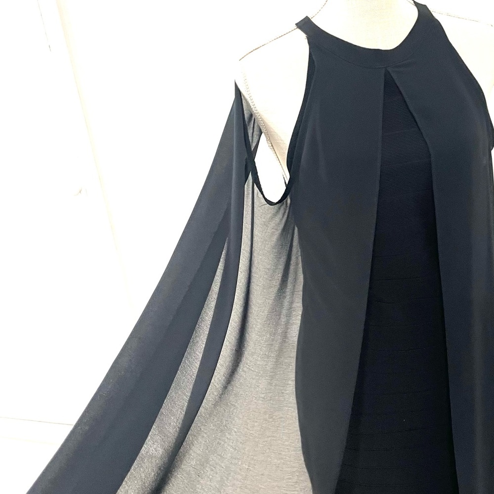 Venus Black Bandage Dress With Sexy Sheer Overlay! Like New! - Picture 8 of 13